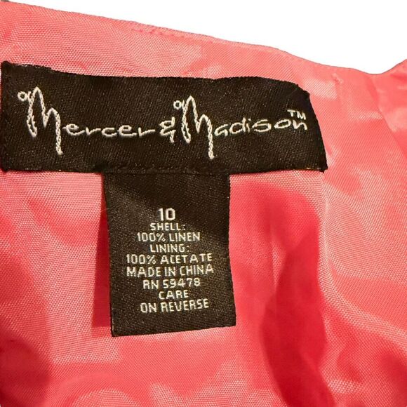 Mercer & Madison Sz 10 Linen Dress‎ Feminine Ruffles Office Cruise - Picture 14 of 15